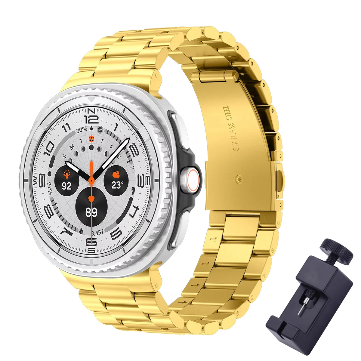 Galaxy Watch8, Watch8 Classic & Watch9 Steel Link Band in Gold / With Tool