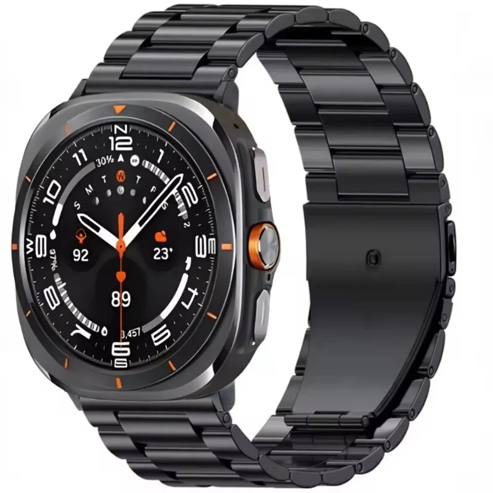 Three-Row Steel Band with Color Center in Black for Samsung Galaxy Watch8, Watch8 Classic and Watch9