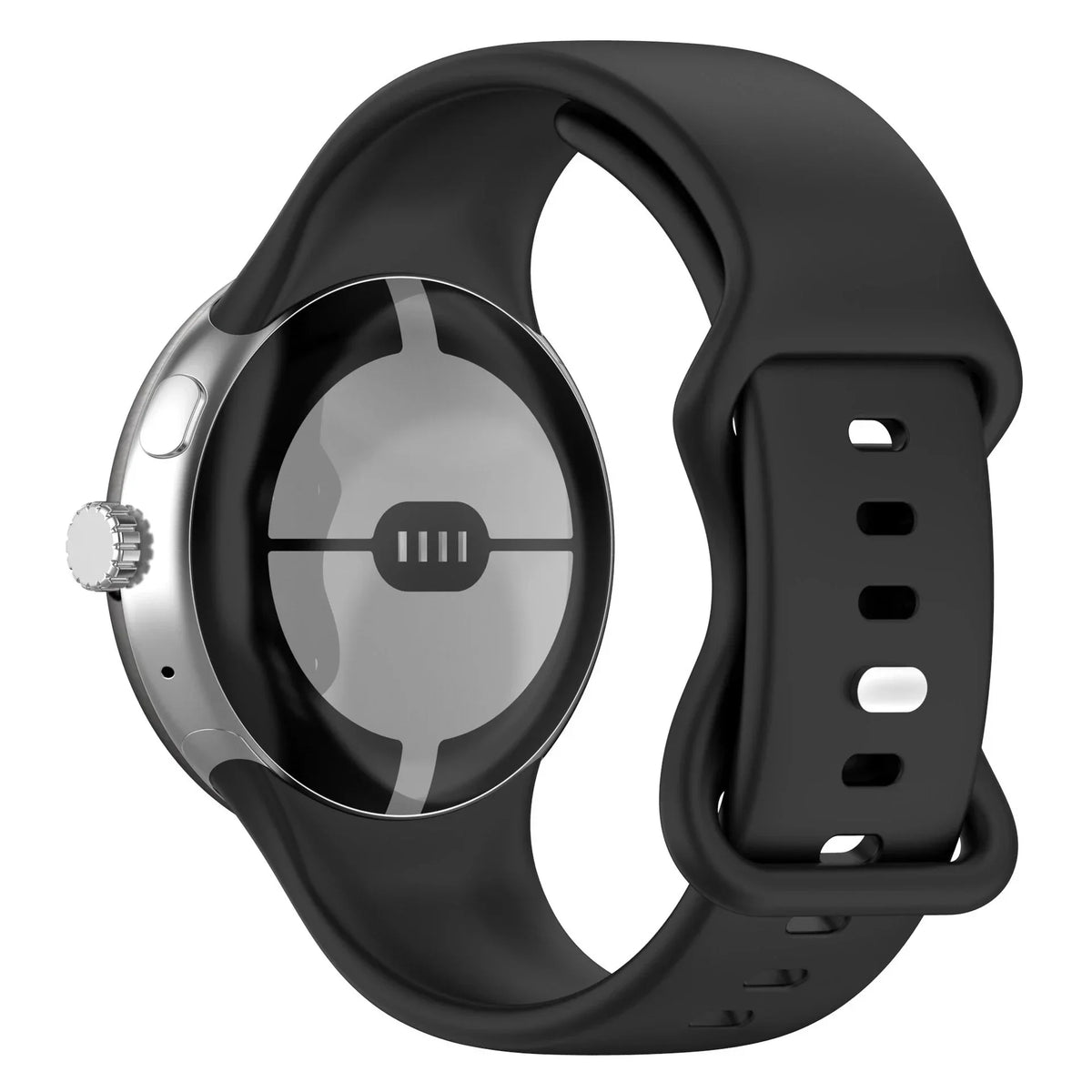 Smooth Silicone Google Pixel Watch Band - Solid Colors in Black