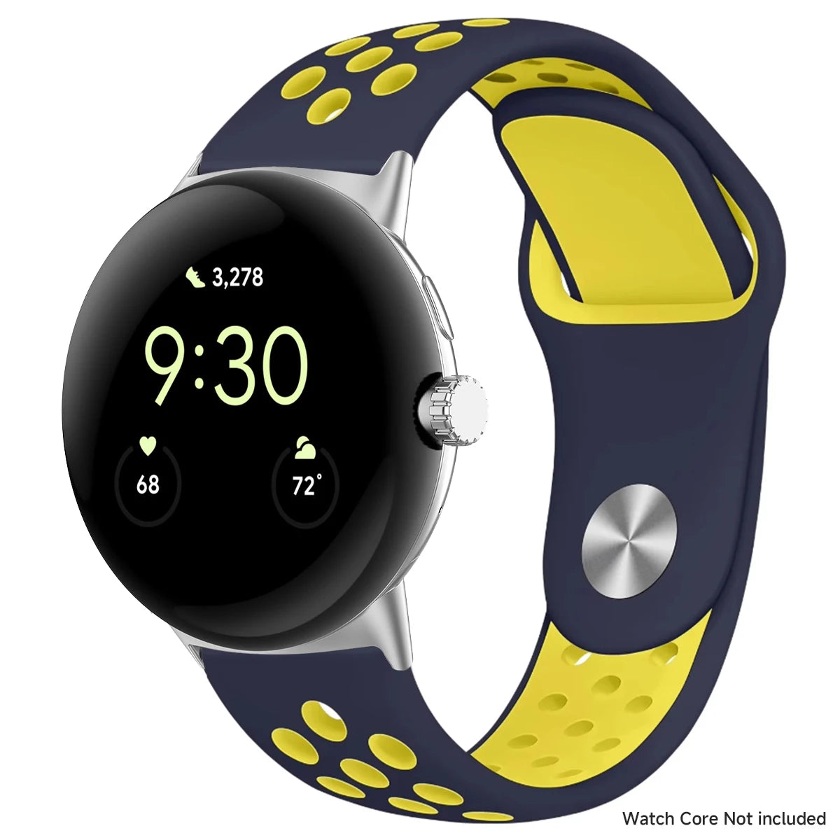 Navy and yellow perforated band with silver connectors