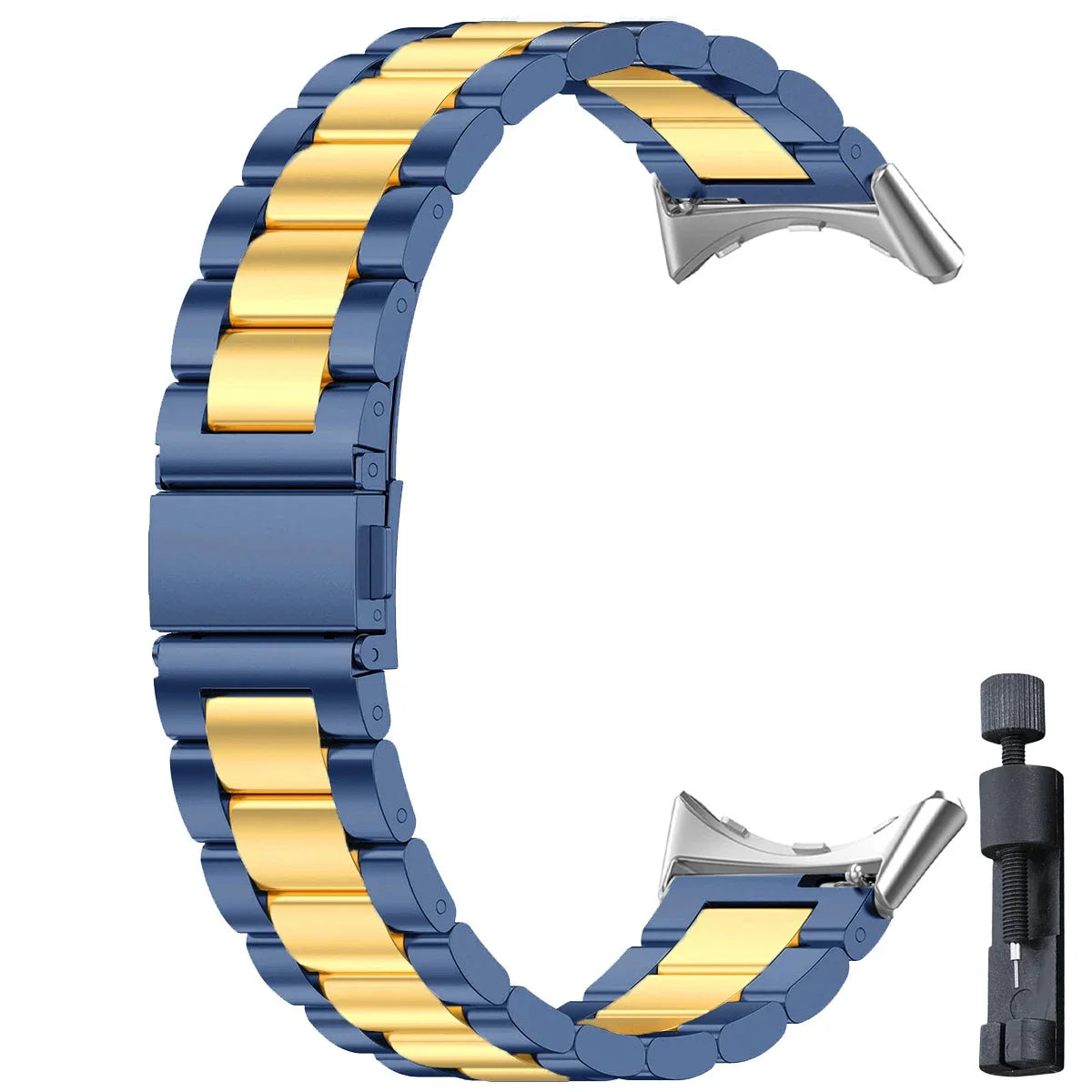 Colorblock Steel Link Google Pixel Watch Bracelet in Blue / Gold