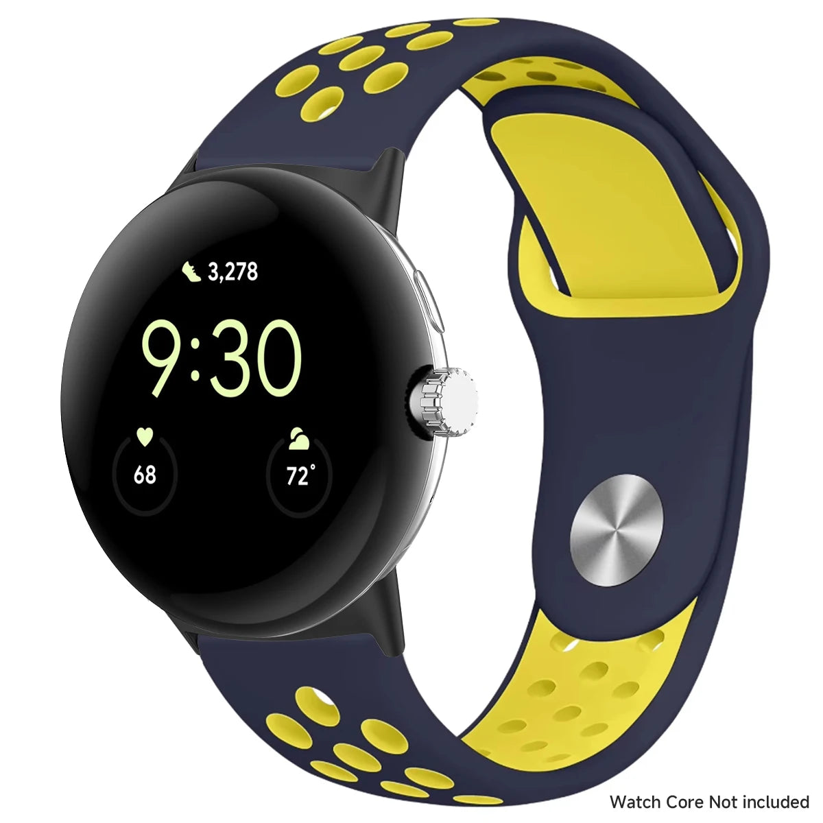 Navy and yellow perforated band with black connectors