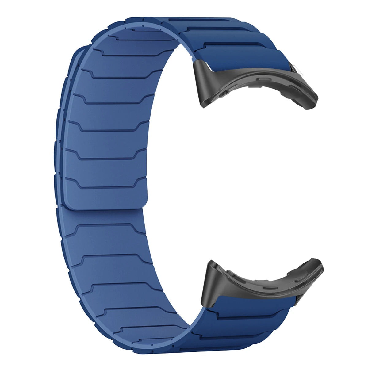Blue magnetic silicone band with black connectors