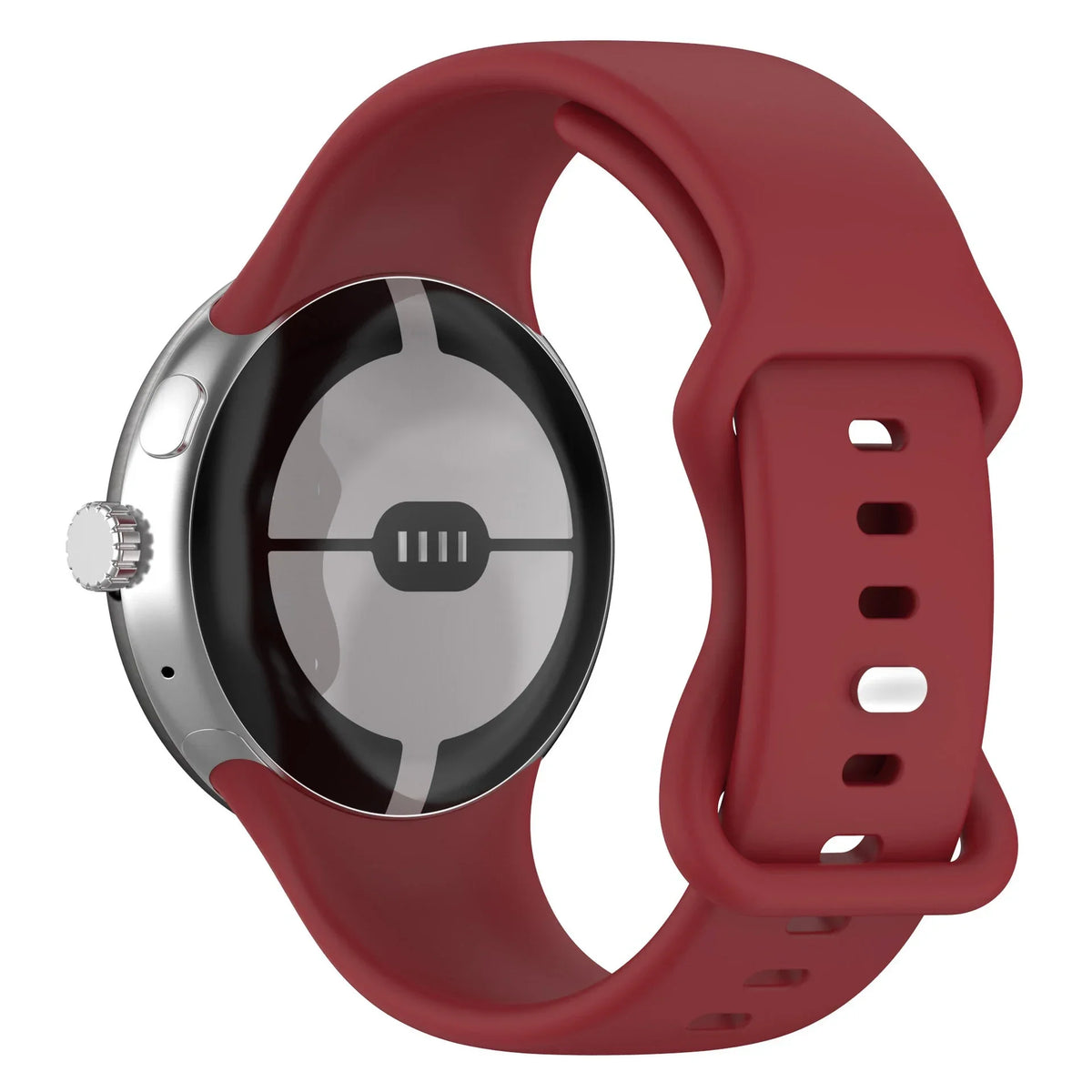 Smooth Silicone Google Pixel Watch Band - Solid Colors in Burgundy