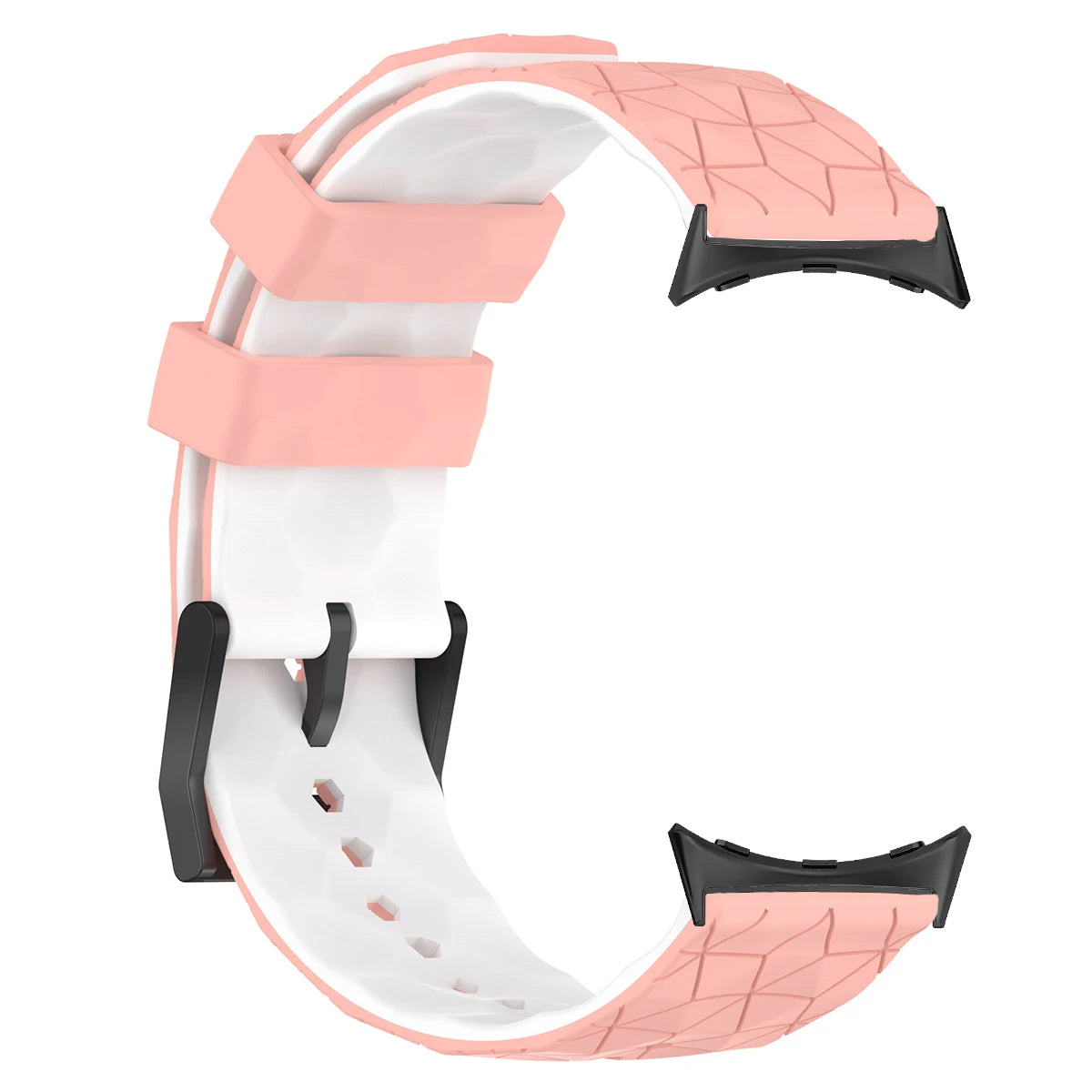 Geometric Silicone Google Pixel Watch Band - Two-Tone in Pink / White