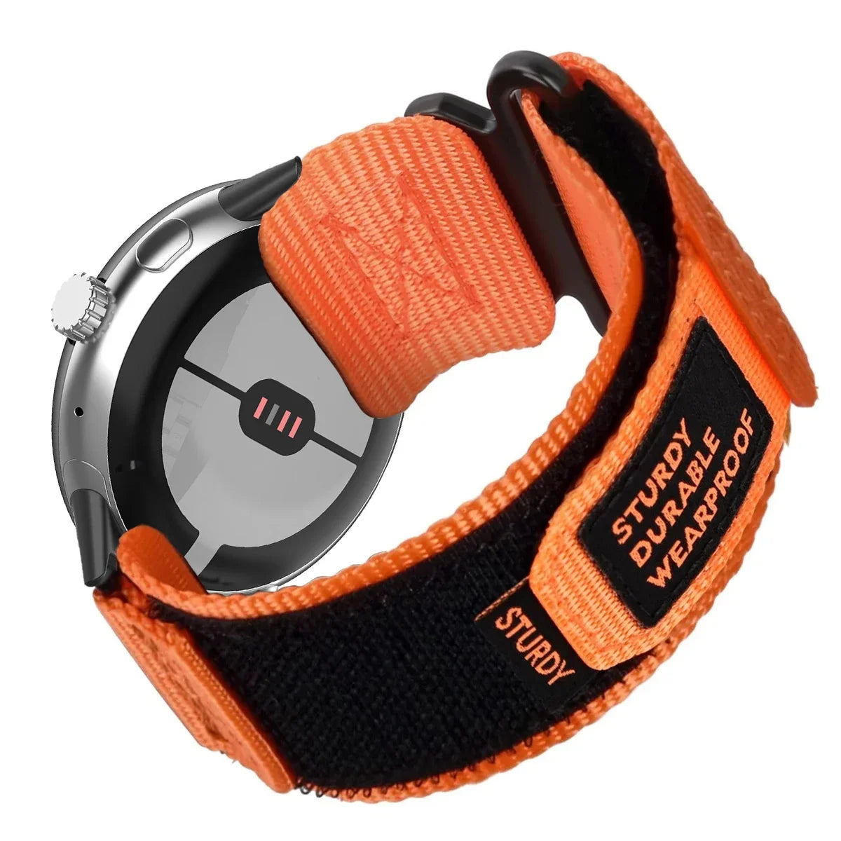 Utility Nylon Google Pixel Watch Band - Solid & Camo in Orange - Black