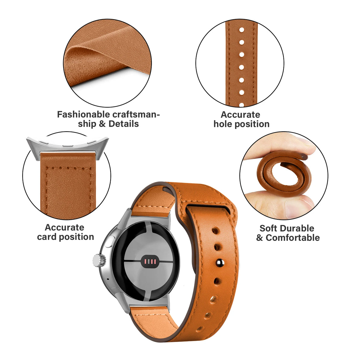 Leather texture, stitching and fastening-hole details