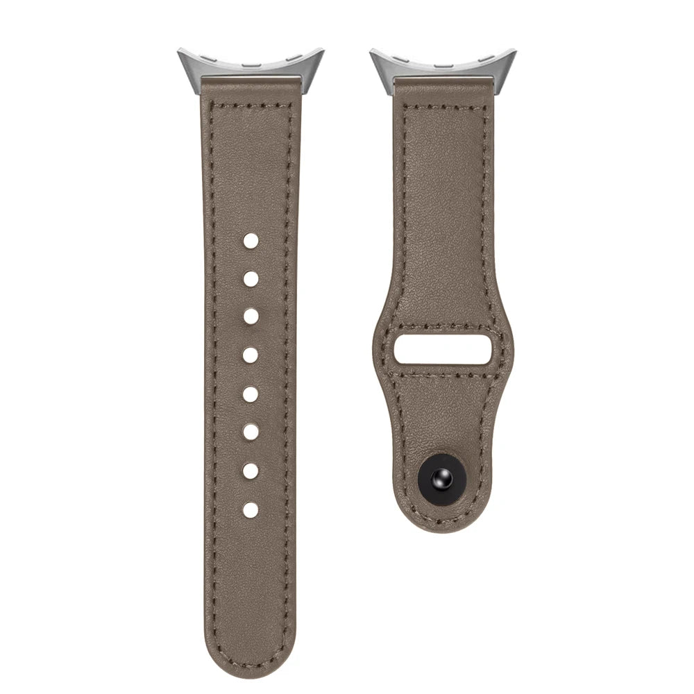 Slim Pin-and-Tuck Leather Google Pixel Watch Band in Taupe