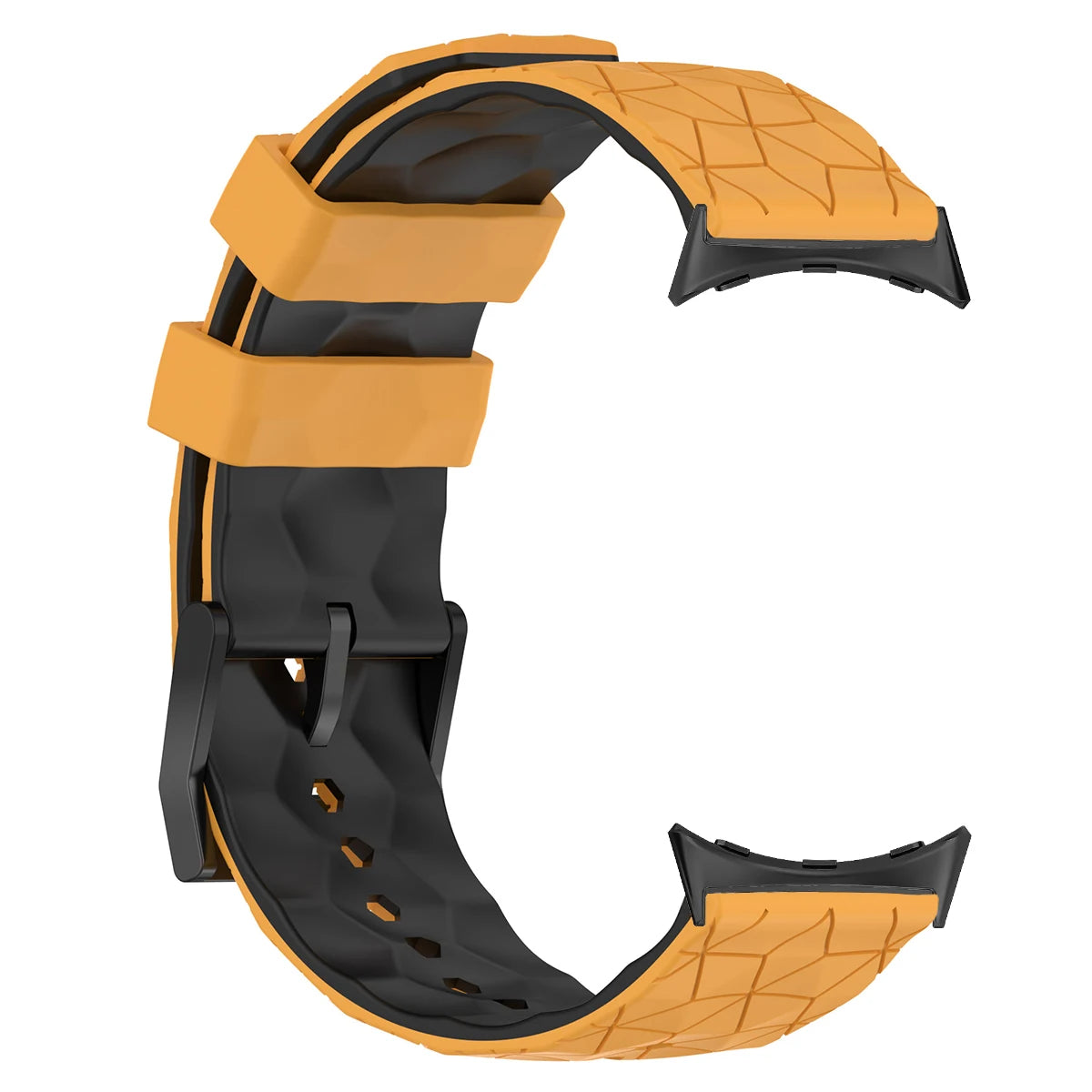 Geometric Silicone Google Pixel Watch Band - Two-Tone in Golden Yellow / Black