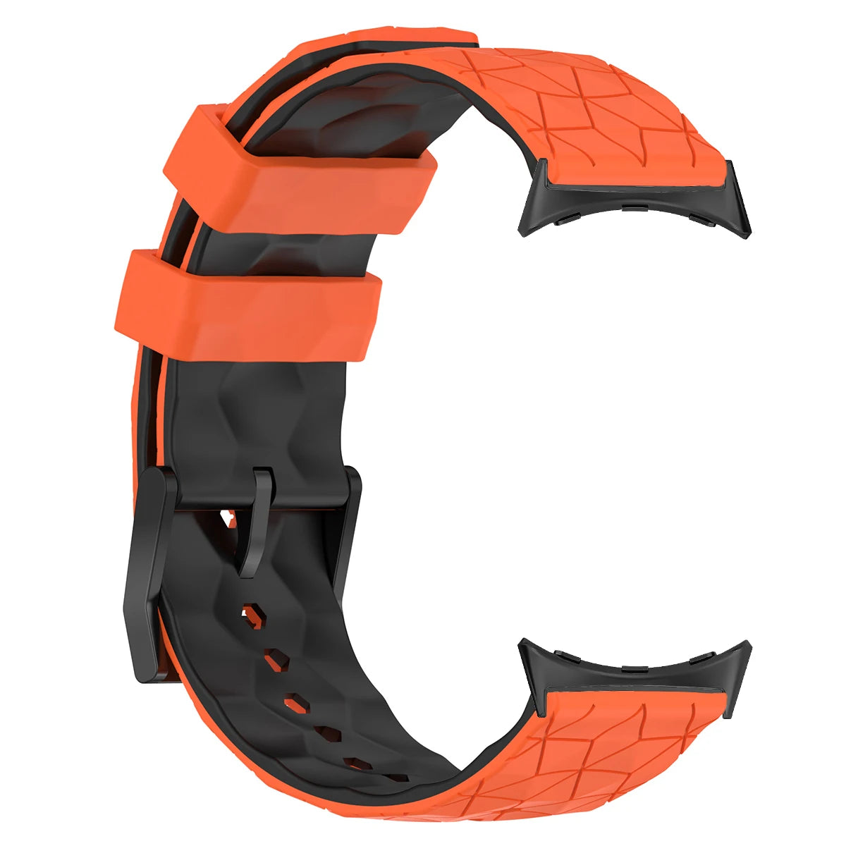 Orange and black geometric silicone strap with buckle