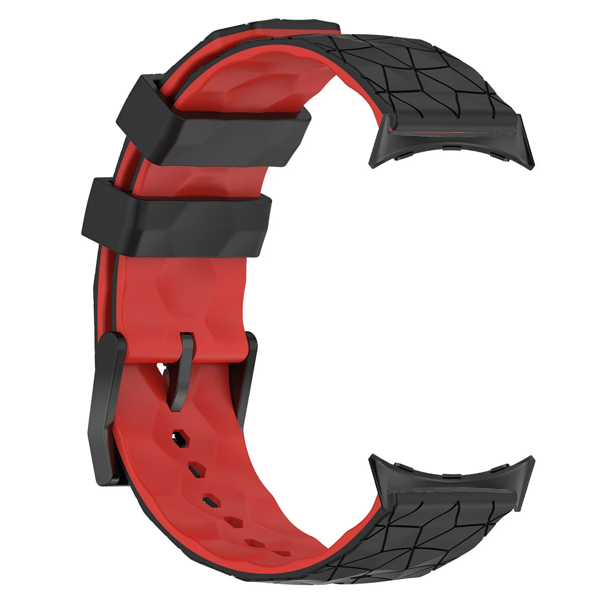 Geometric Silicone Google Pixel Watch Band - Two-Tone in Black / Red