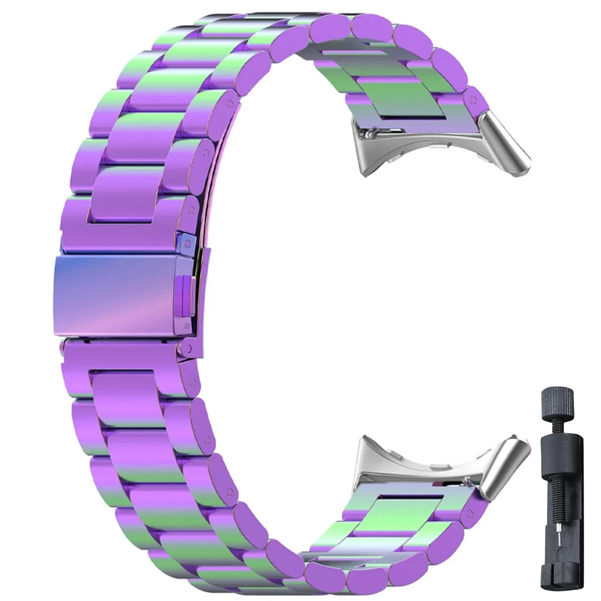 Colorblock Steel Link Google Pixel Watch Bracelet in Rainbow