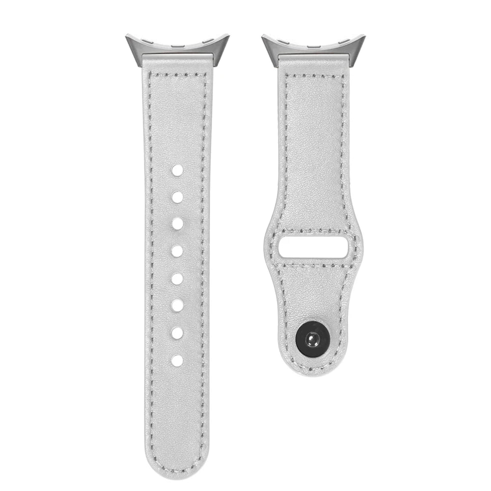 Slim Pin-and-Tuck Leather Google Pixel Watch Band in White