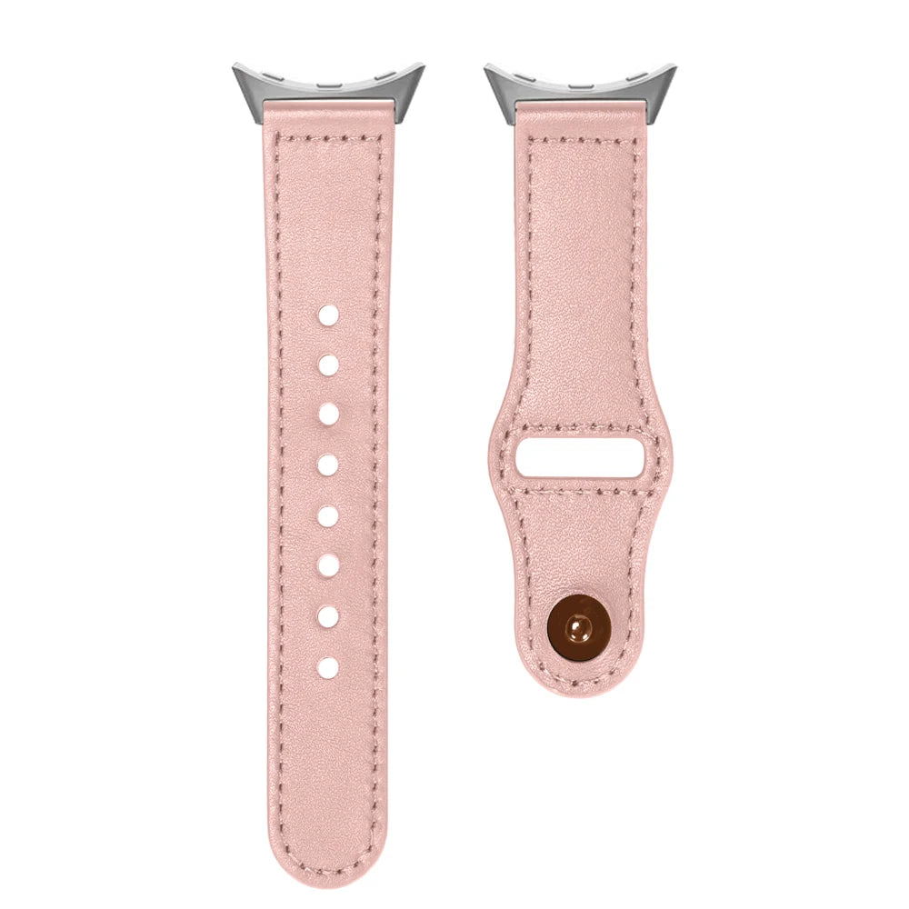 Slim Pin-and-Tuck Leather Google Pixel Watch Band in Blush Pink