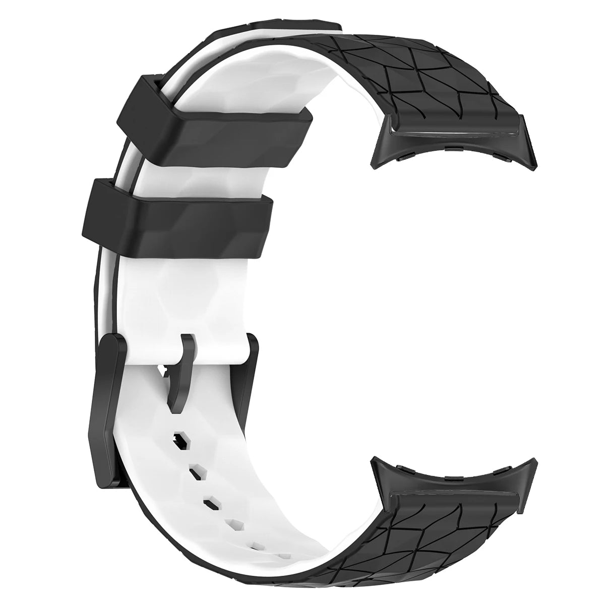 Geometric Silicone Google Pixel Watch Band - Two-Tone in Black / White