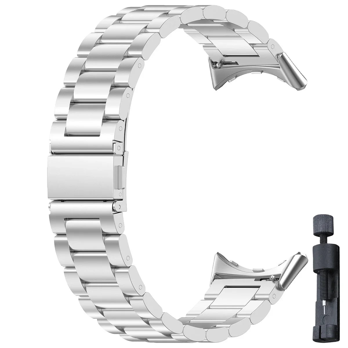 Colorblock Steel Link Google Pixel Watch Bracelet in Silver