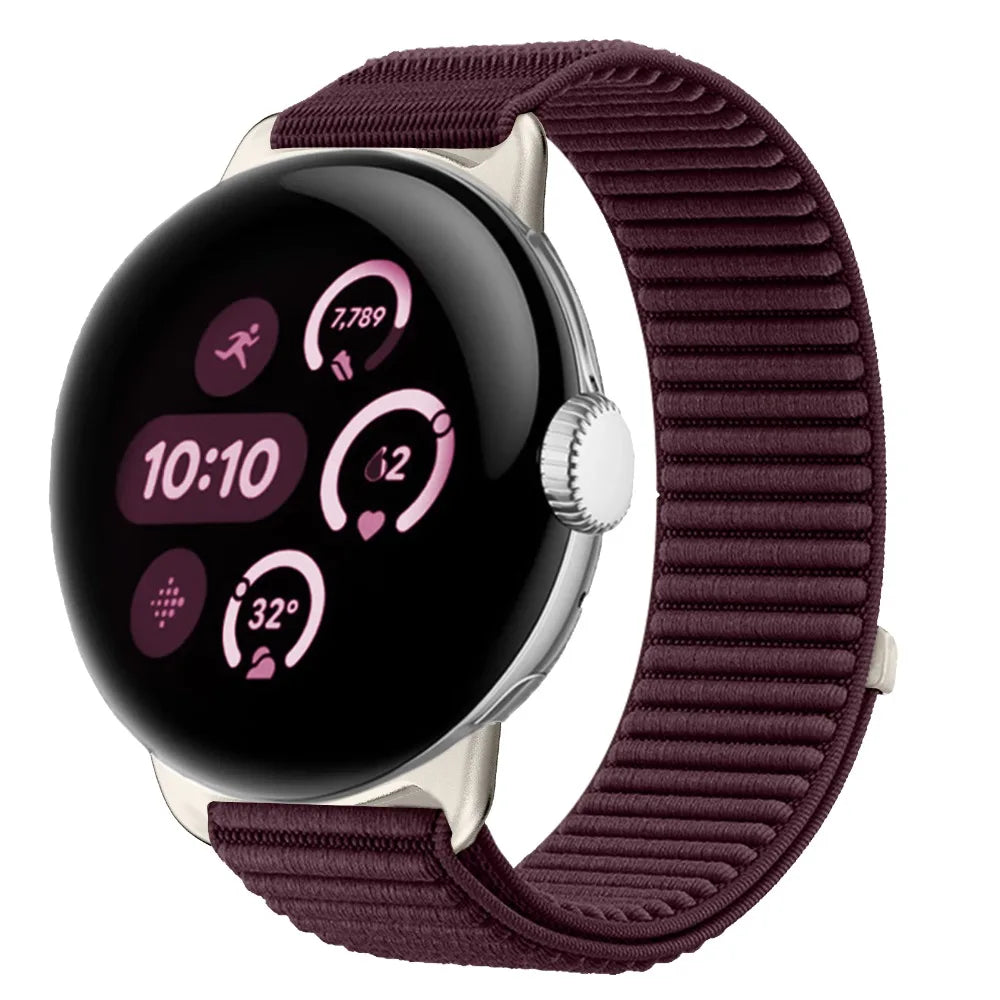 Ribbed Nylon Google Pixel Watch Loop in Burgundy