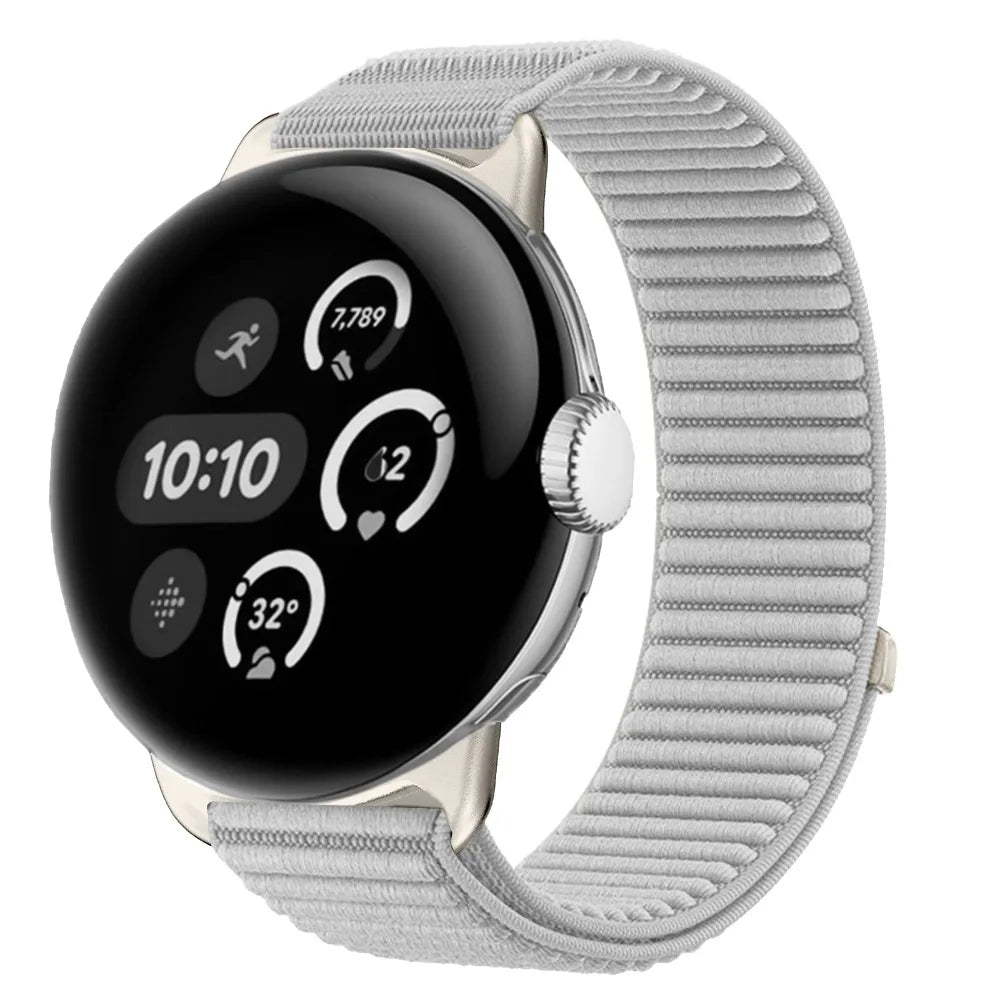 Ribbed Nylon Google Pixel Watch Loop in Light Gray