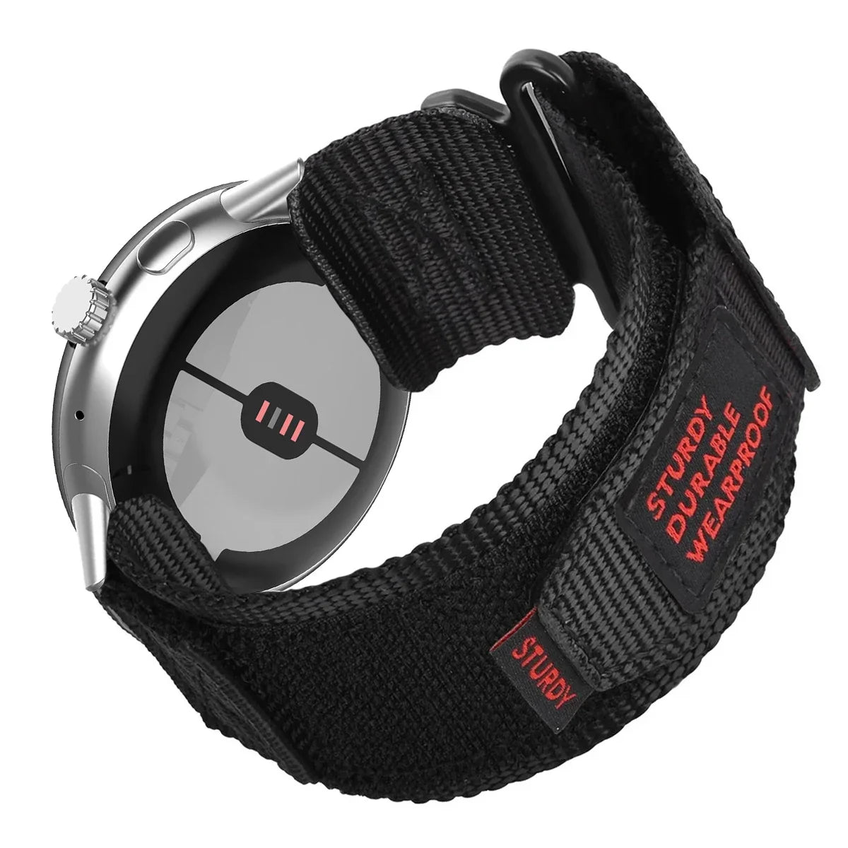 Utility Nylon Google Pixel Watch Band - Solid & Camo in Black - Silver