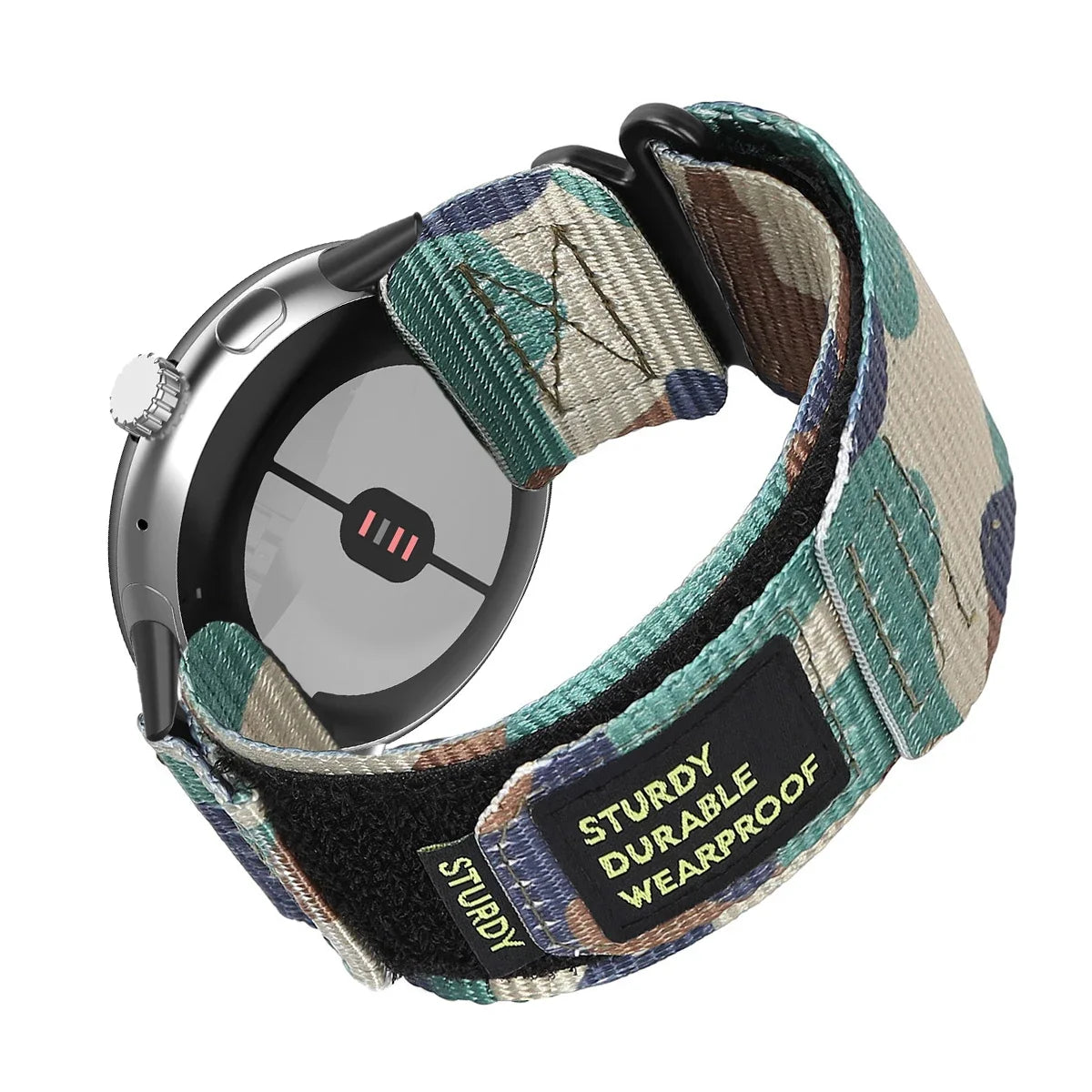 Utility Nylon Google Pixel Watch Band - Solid & Camo in Jungle Camo - Black