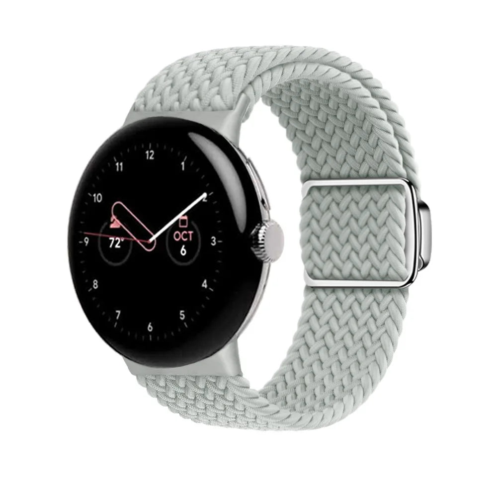 Magnetic Clasp Braided Nylon Google Pixel Watch Band in Light Gray