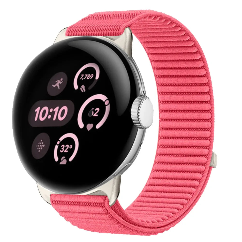 Ribbed Nylon Google Pixel Watch Loop in Coral Pink