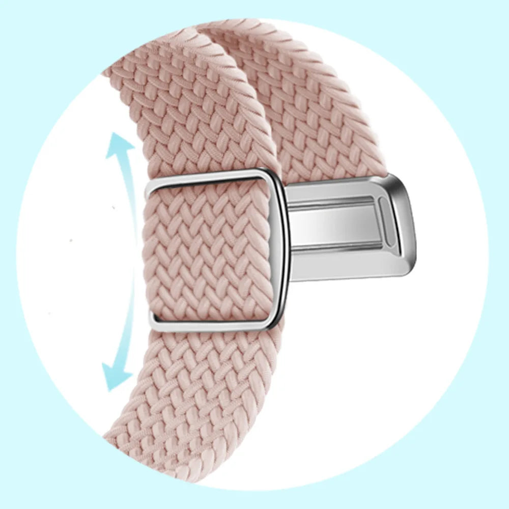 Slider adjustment on pink braided nylon strap