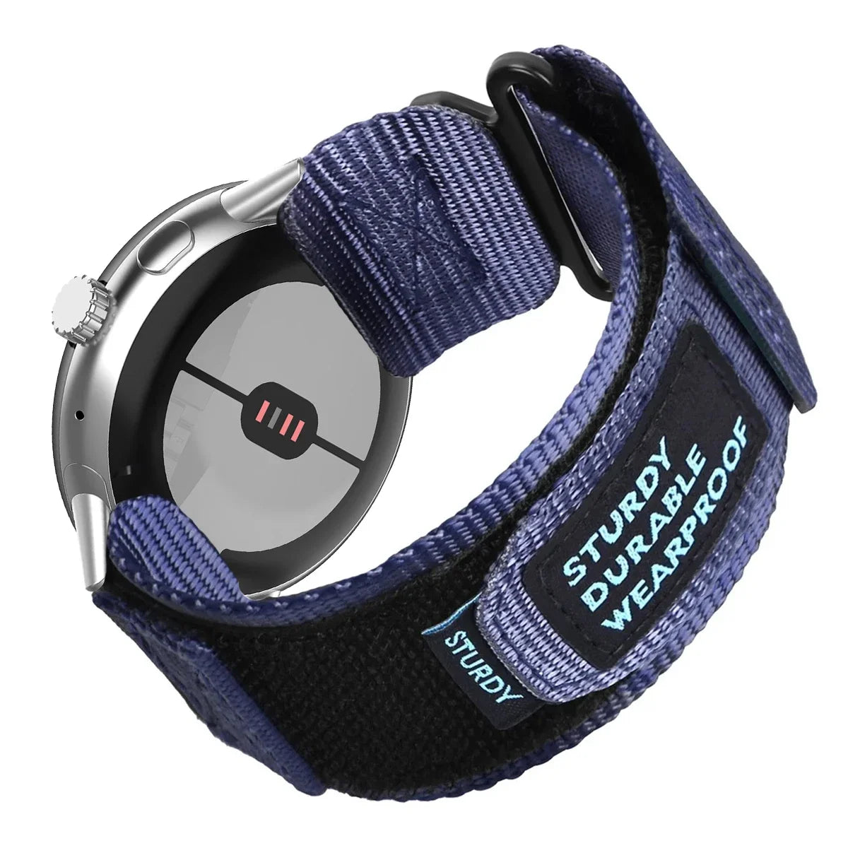 Utility Nylon Google Pixel Watch Band - Solid & Camo in Navy Blue - Silver