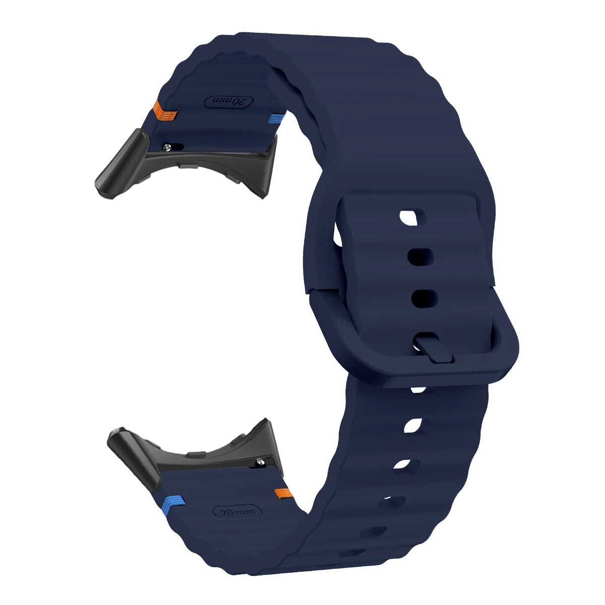 Ridged Buckle Silicone Google Pixel Watch Band in Midnight Blue - Black