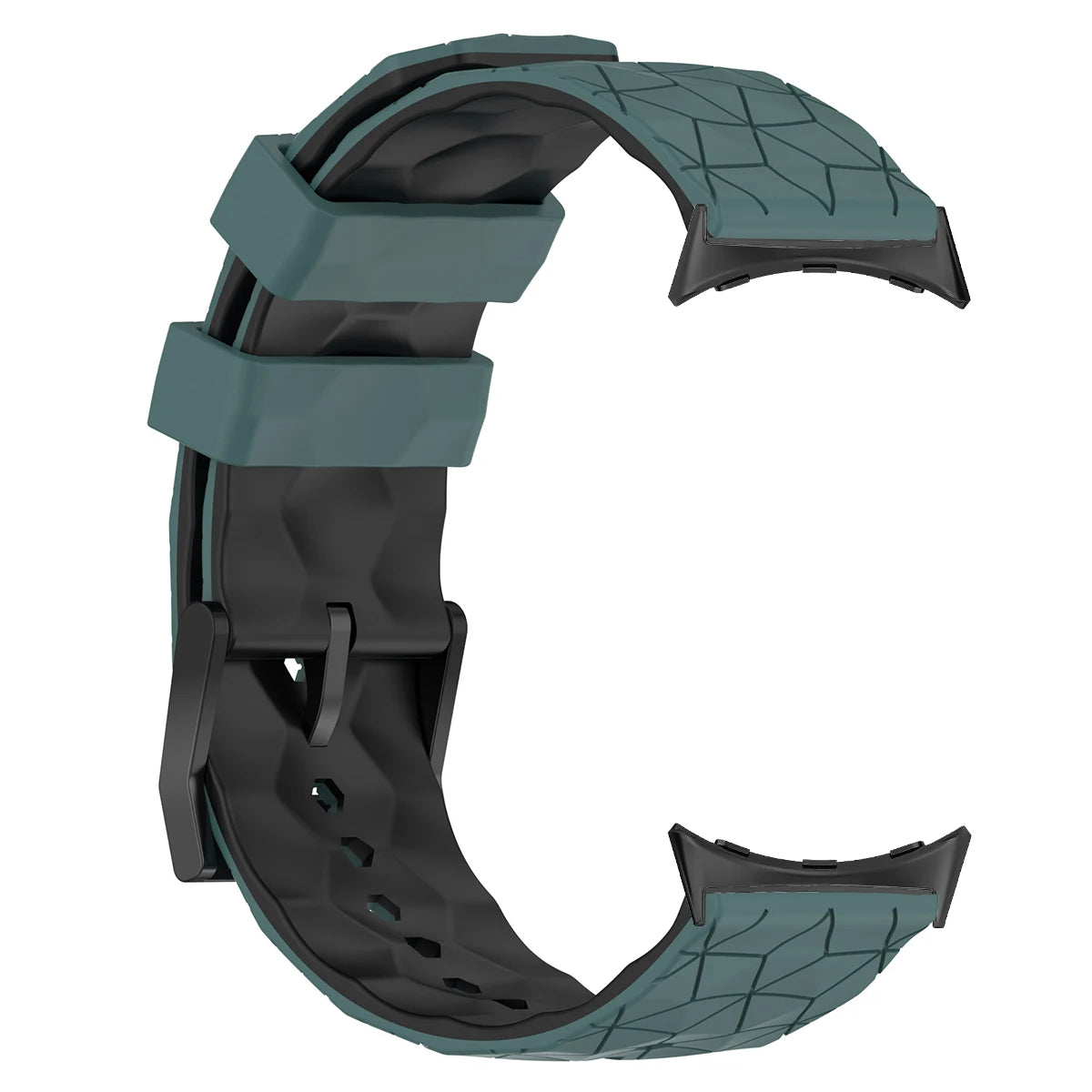 Geometric Silicone Google Pixel Watch Band - Two-Tone in Sage Green / Black
