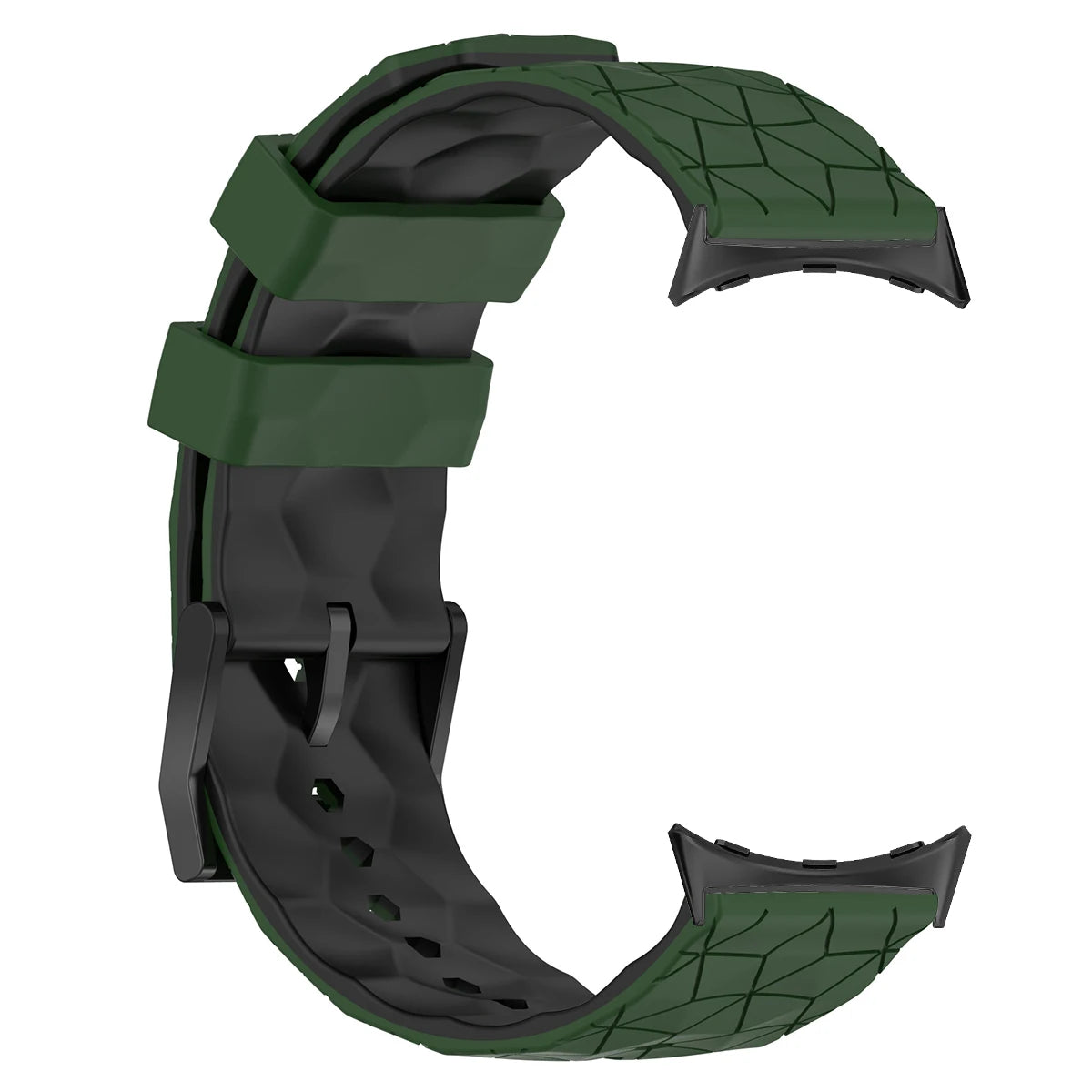 Geometric Silicone Google Pixel Watch Band - Two-Tone in Forest Green / Black