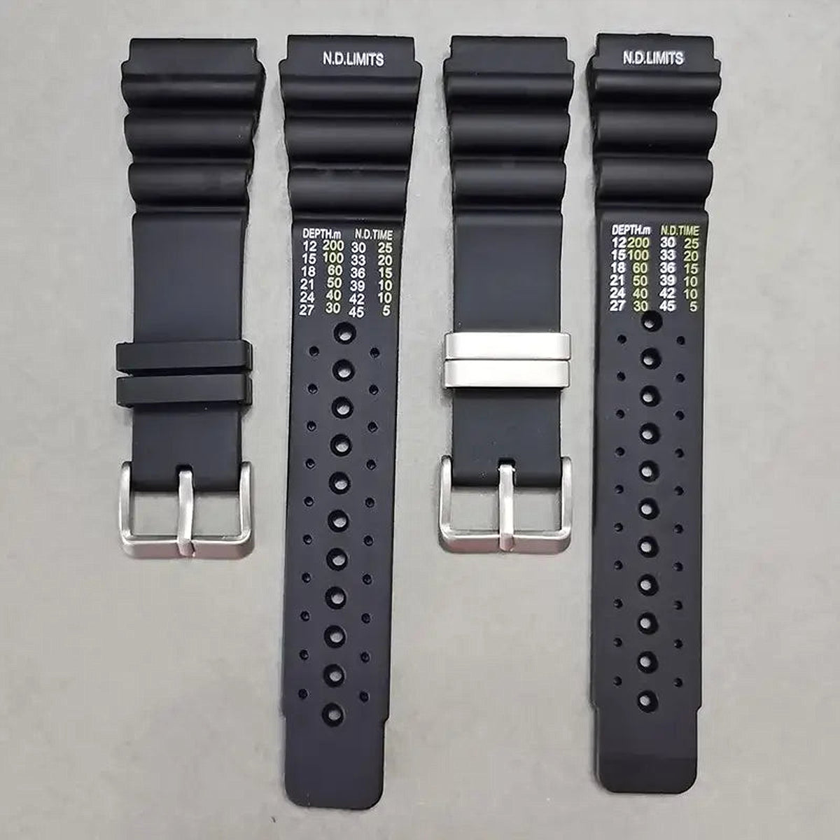 Black dive-style silicone watch straps with keeper options for compatible Huawei watches