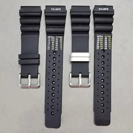 Black dive-style silicone watch straps with keeper options for compatible Huawei watches