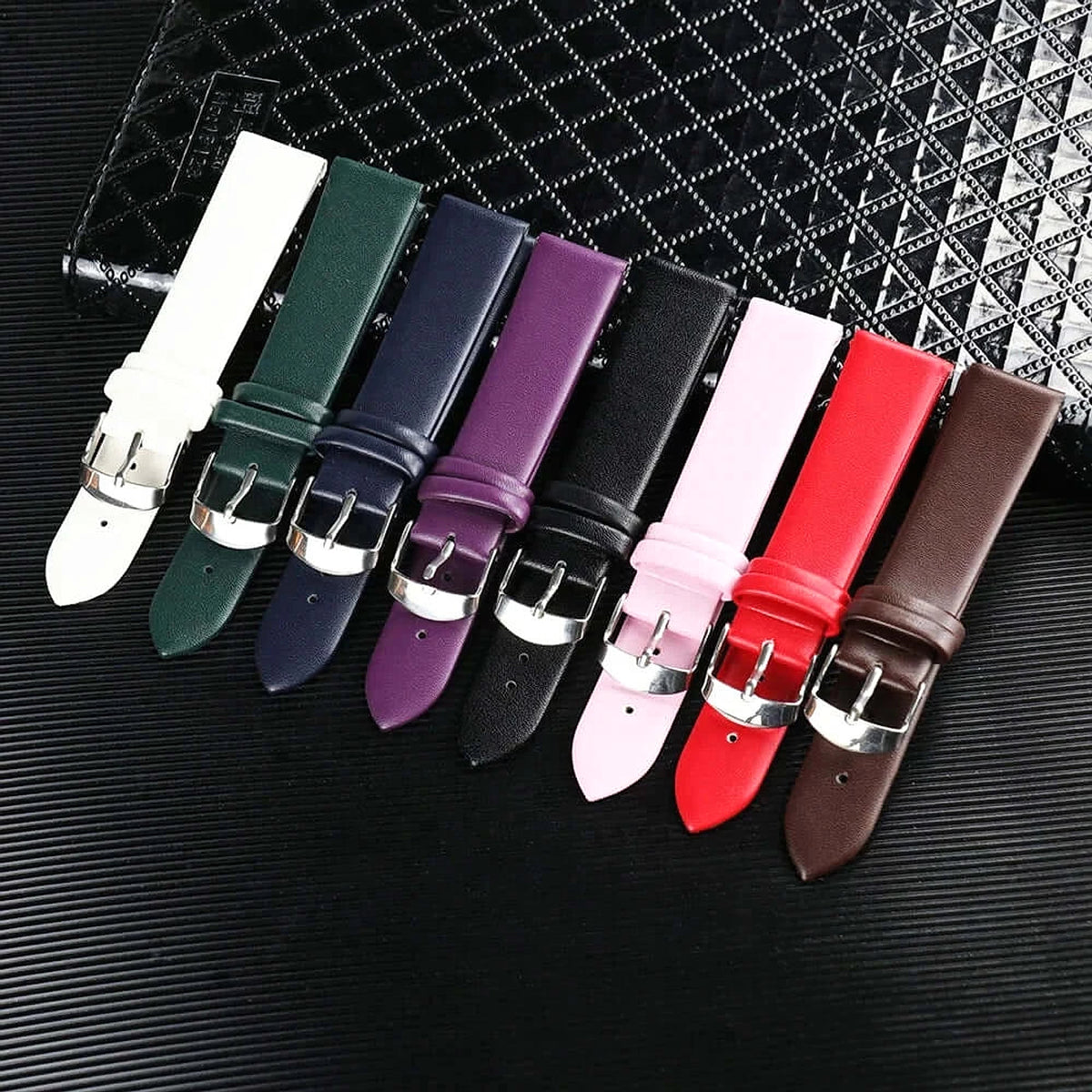 Smooth leather watch bands in multiple colors for compatible Huawei watches