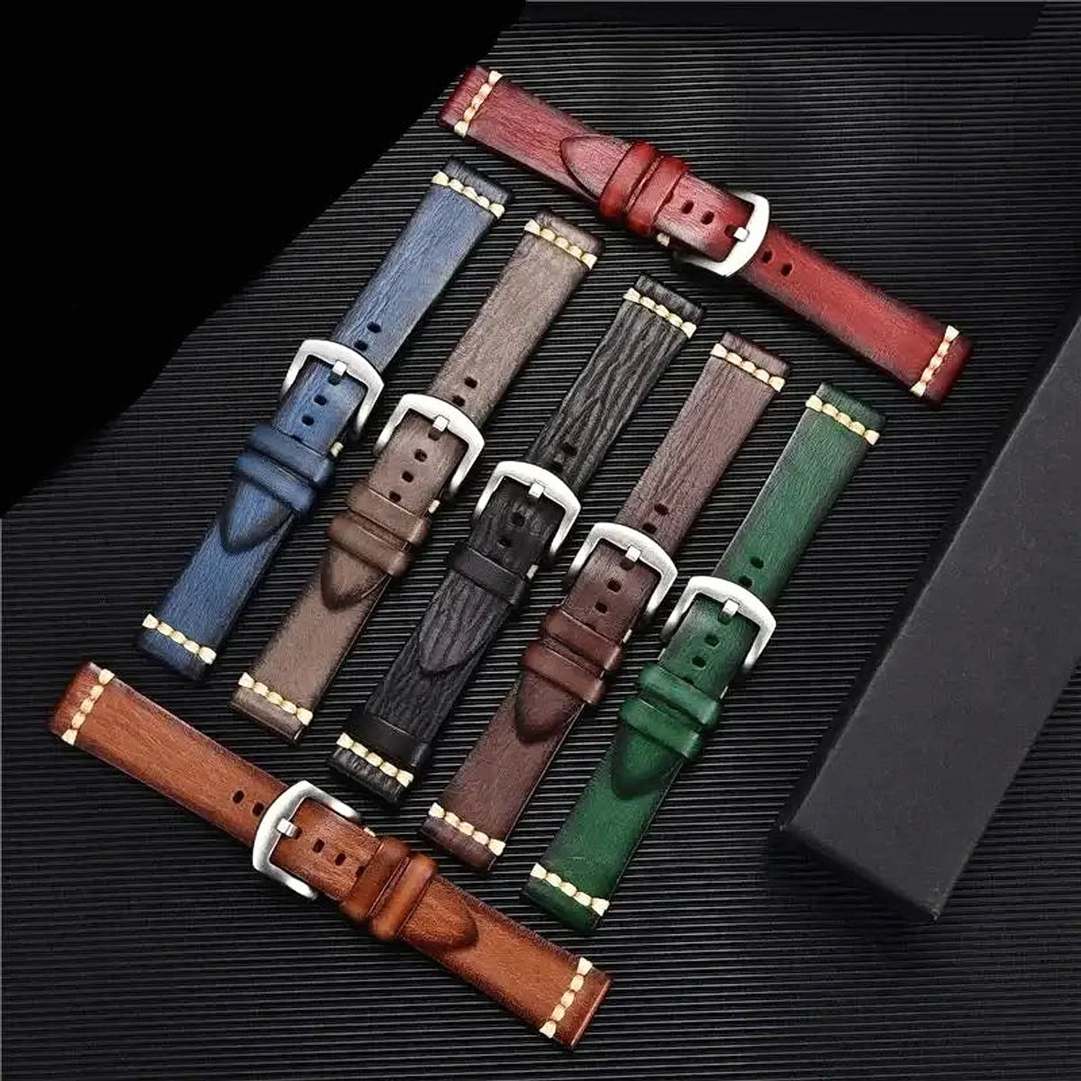 Textured leather bands in several colors for compatible Huawei watches