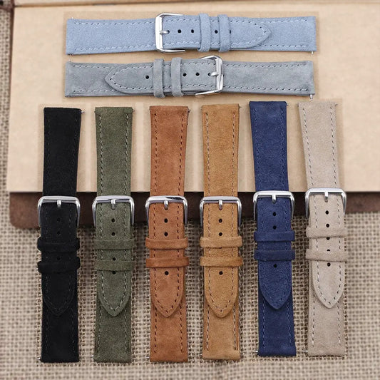 Suede leather watch bands in eight real colors for compatible Huawei watches