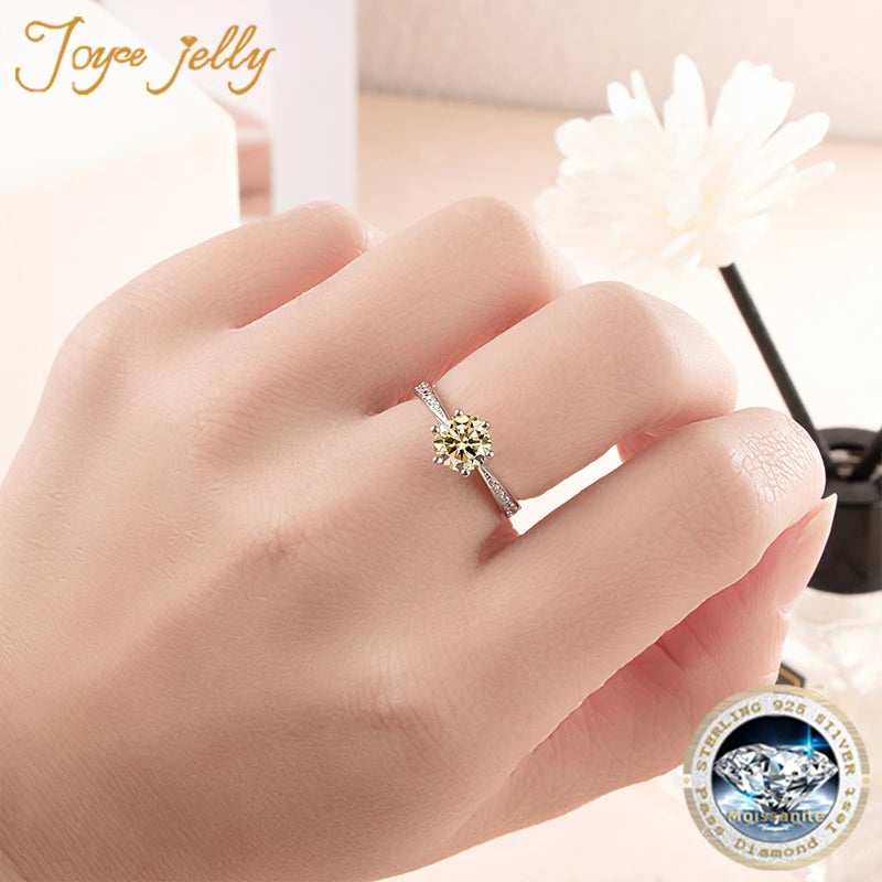 Colored Moissanite Necklace, Stud Earrings & Pavé Ring Set — Worn ring detail