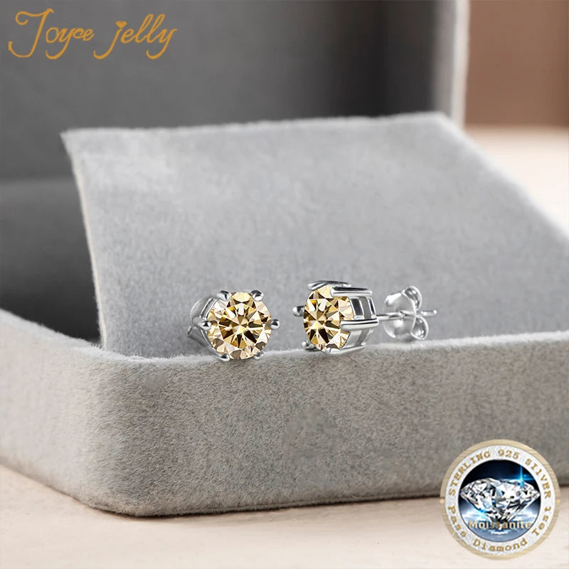 Colored Moissanite Necklace, Stud Earrings & Pavé Ring Set — Stud backs