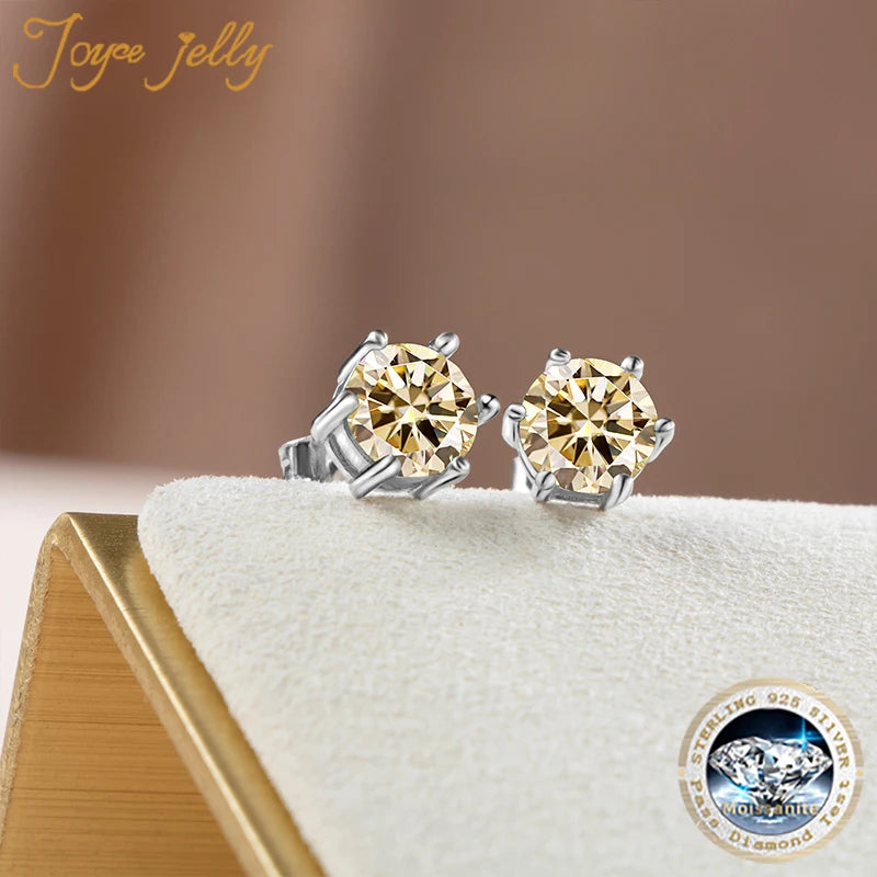 Colored Moissanite Necklace, Stud Earrings & Pavé Ring Set — Light yellow studs