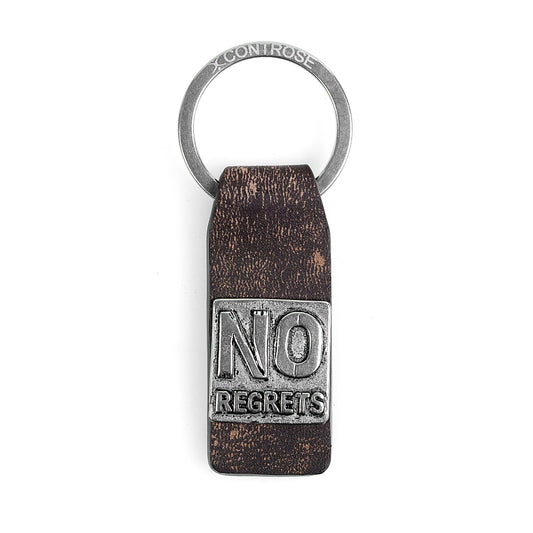Leather Keychain No Regrets Engraved Message Gift For Him