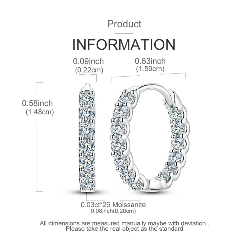 Moissanite Inside-Out Hoop Earrings in 925 Sterling Silver — Hoop dimensions