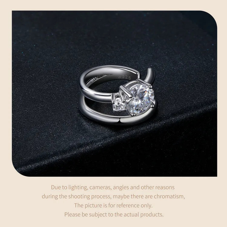 Double-Row Moissanite Ear Cuff in 925 Sterling Silver — Round stone detail