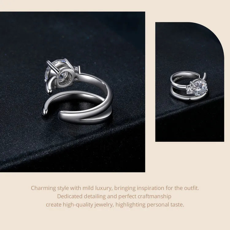 Double-Row Moissanite Ear Cuff in 925 Sterling Silver — Wraparound design