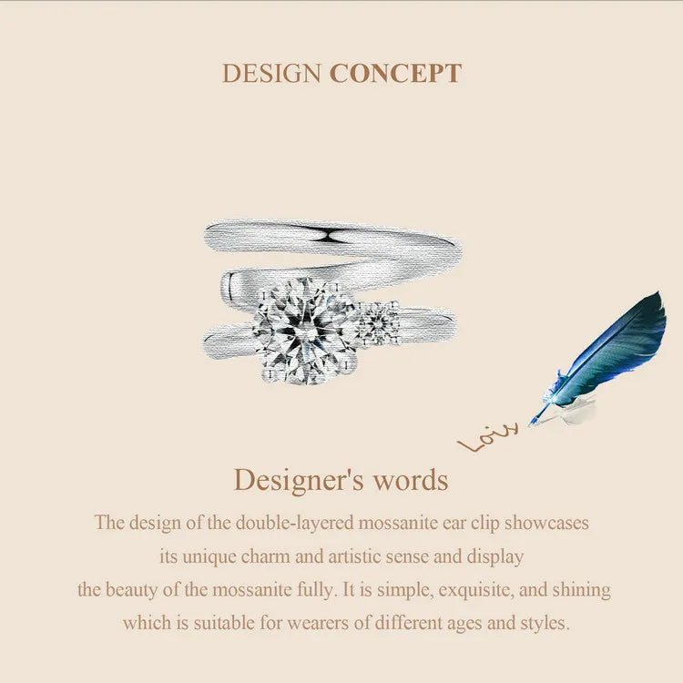 Double-Row Moissanite Ear Cuff in 925 Sterling Silver — Double-row design