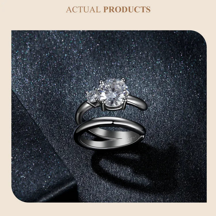 Double-Row Moissanite Ear Cuff in 925 Sterling Silver — Layered cuff detail