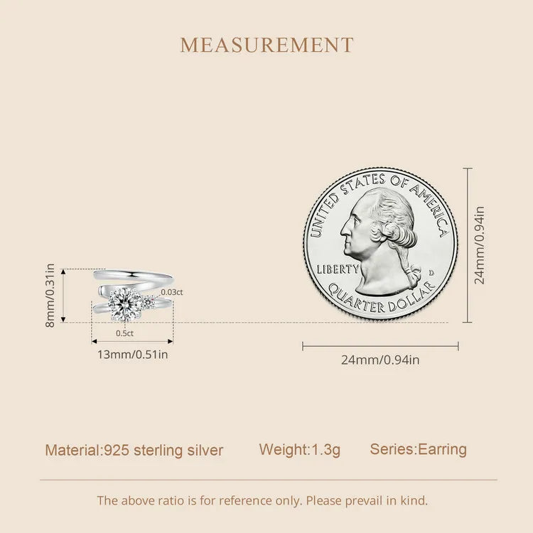 Double-Row Moissanite Ear Cuff in 925 Sterling Silver — Scale comparison