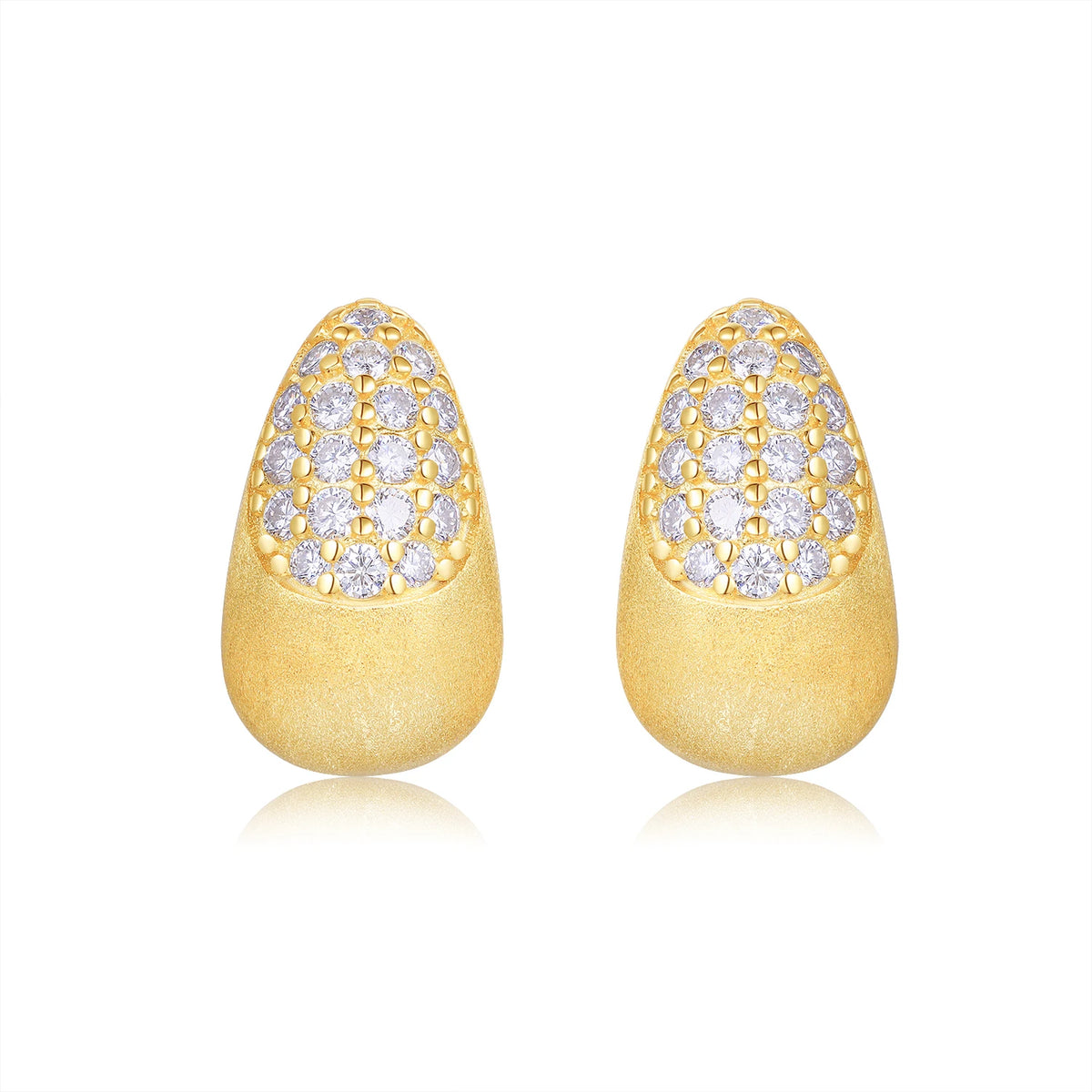 Brushed Gold-Plated Moissanite J-Hoop Earrings — Brushed gold earring pair — BandsCo Straps