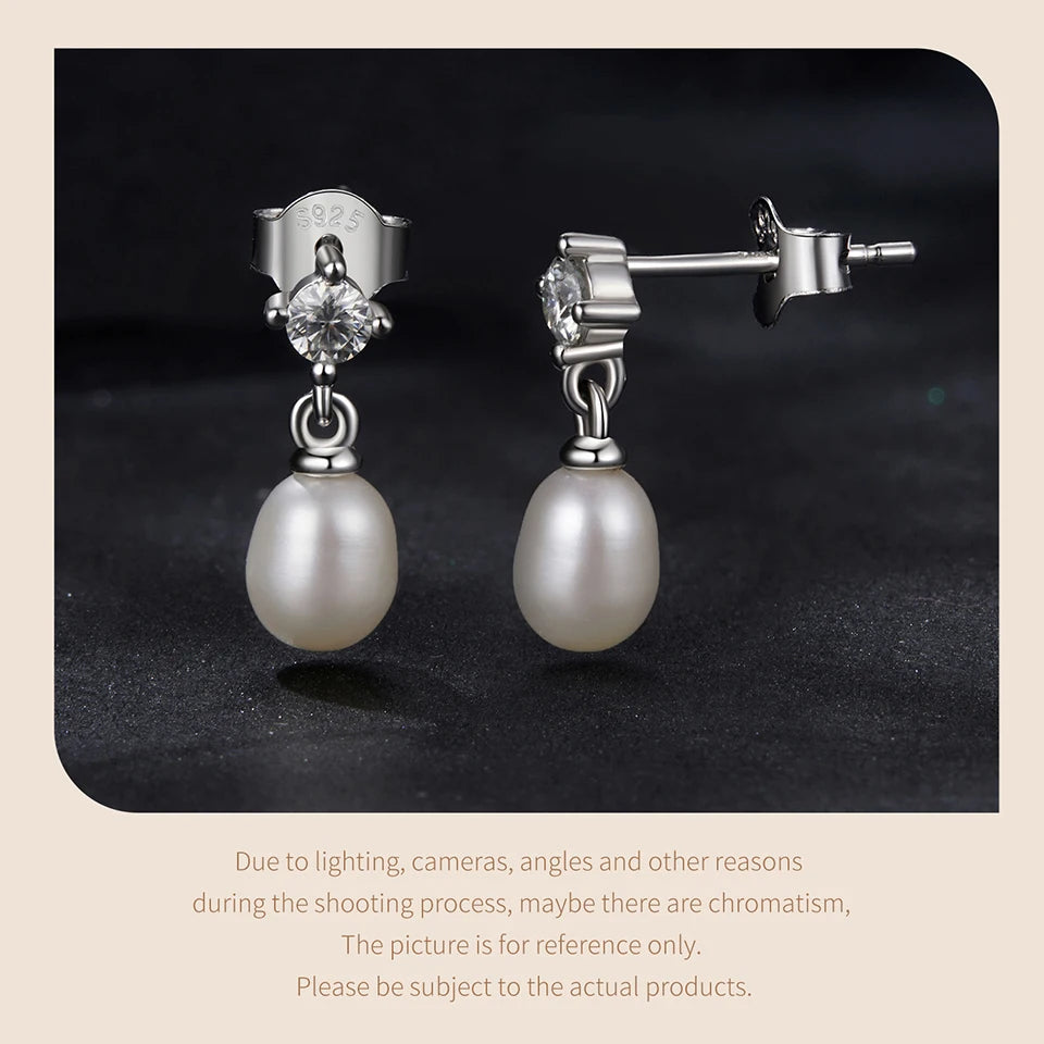 Moissanite Pearl-Effect Drop Stud Earrings in Sterling Silver — Stud posts and backs