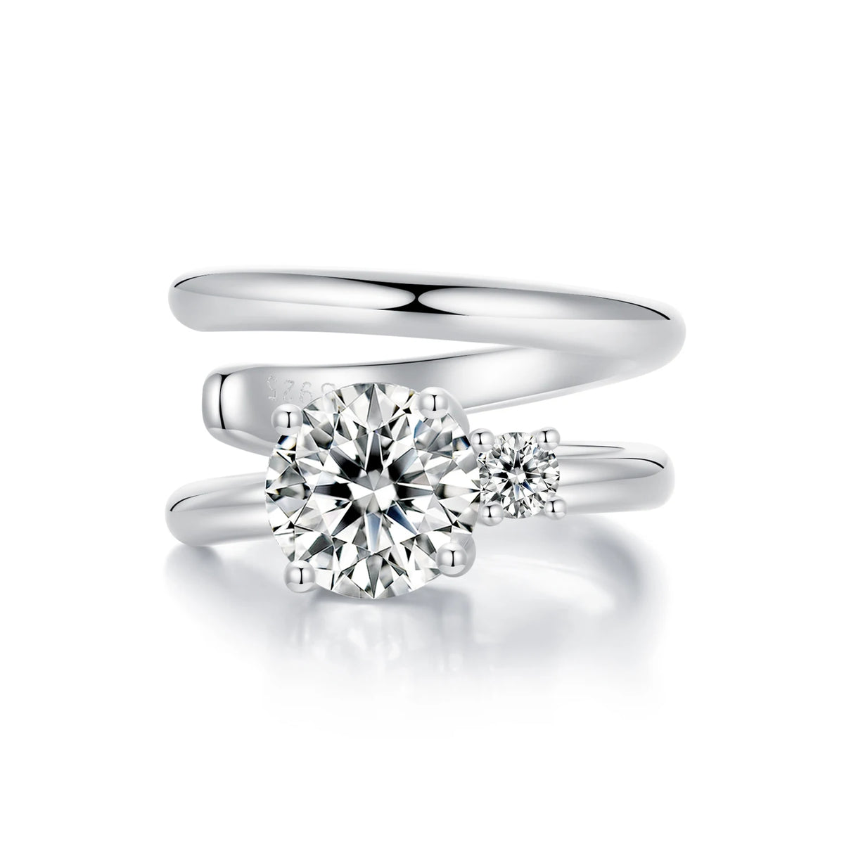 Moissanite Bow Stud Earrings & Ear Cuffs in Sterling Silver — Double-loop cuff option