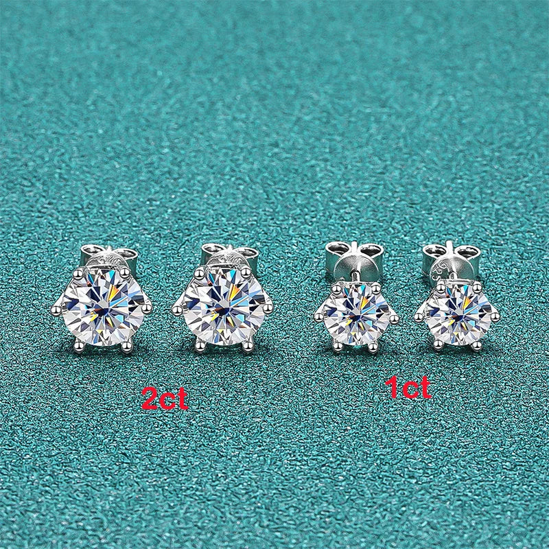 Six-Prong Moissanite Ball-Back Stud Earrings - stone size comparison